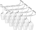 14-Inch Under Cabinet Wine Glass Holder - Metal Stemware Hanger, Single Rail Wine Glass Hanging Rack for Kitchen Bar - Set of 4