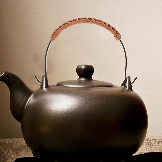 Hemoton Ergonomic Teapot Handle Replacement with Iron Frame and Heat Resistant Fleece Grip for Ceramic Kettle Safe Daily Use