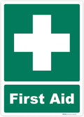 Brimar - 10" x 14" - First Aid Sign - 3.5 Mil InfiniStick™ Vinyl Label - Easy Installation - Versatile Application