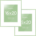 Homeforia 16x20 Sage Green Picture Frame, High End Metal 16x20 Poster Frame with Mat 11x14 inch Photo, 16 x 20 Sage Green Frame Matted to 11 by 14 Art, 20x16 Frame, Tempered Glass, Wall Kit, Set of 2