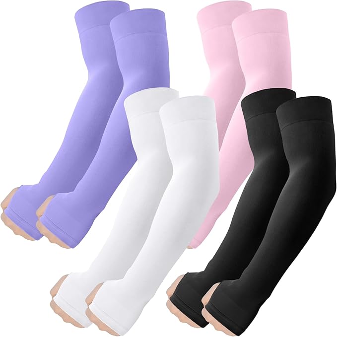 Arm Sleeves with Thumb Hole, Cooling UV Protection Compression Tattoo Cover Up for Men/Women