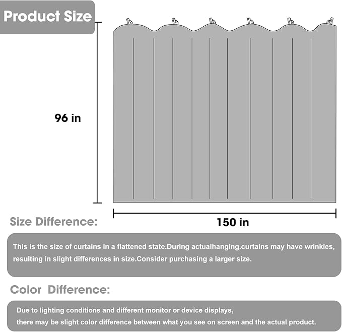 Room Divider Blackout Curtain Track Curtains Wall Dividers Panels Screen for Living Rooms Bedroom Office Privacy Partition Separation, W150 × L96 Inch,1 Panel, Grey