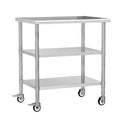 Stainless Steel Work Table with Wheels, 24x36 Inch NSF Kitchen Prep Table with 2 Adjustable Undershelves for Commercial Restaurant, Garage, Outdoor BBQ