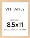 Vittanly 8.5x11 Picture Frame, Solid Wood Frame with Plexiglass, Includes 6x8 Mat, Wall Hanging or Tabletop for Photos, Home Decor, Natural, 1 Pack