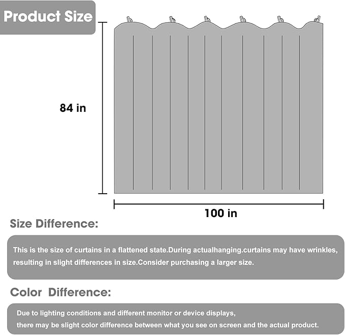 Room Divider Curtains, Blackout Ceiling Track Curtains with Hooks Wall Dividers for Bedroom Living Room Separation Office Privacy Partition, Noise Reduction, W100 × L84 Inch,1 Panel, Black