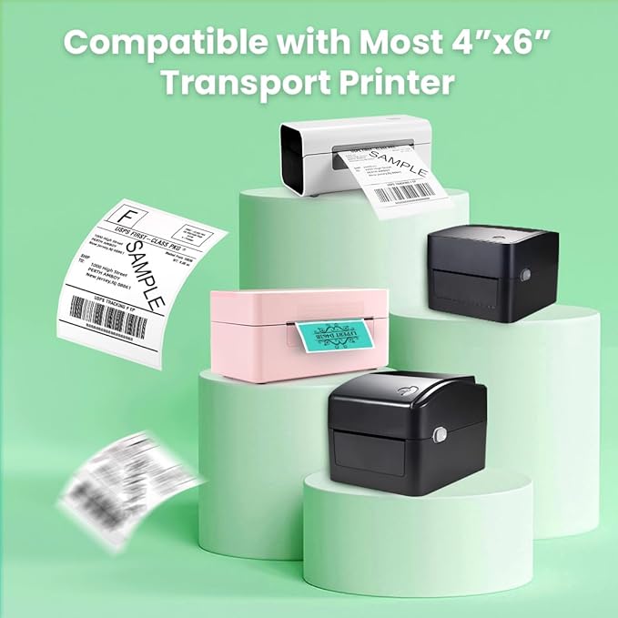 4x6 Thermal Labels, Roll Shipping Labels Strong Adhesive, Compatible with Vretti Jadens Munbyn Nelko Phomemo Rollo & Most Thermal Label Printer, Commercial Grade (500 Label/ 1 Rolls) White