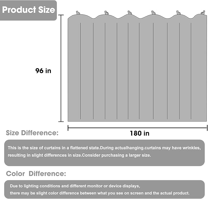 Room Divider Blackout Curtain Track Curtains Wall Dividers Panels Screen for Living Rooms Bedroom Office Privacy Partition Separation, W180 × L96 Inch,1 Panel, Grey