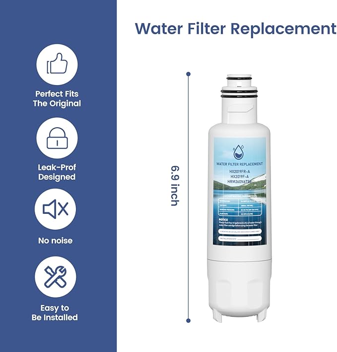 HX2019FR-A Water Filter Replacement, Compatible with Hisense HX2019FR-A, HX2019F-A, HRM260N6TSE, HRFD560SW, HRCD585BW, HRFD634BW, HRCD650BW, HRCD586TBWB and Mora MRM260N6TSE Pack of 2