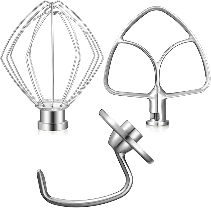 Gdrtwwh Wire Whip Dough Hook Flat Blade for KitchenAid 4.5-5 Qt. Tilt-Head Stand Mixers Accessory, Dishwasher Safe