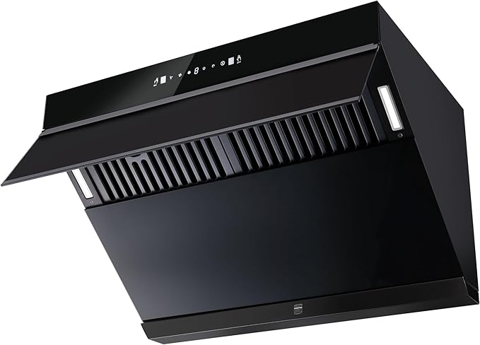 Under Cabinet Range Hood 30 inch,Wall Mount Kitchen Hood 900 CFM with Heating Auto-cleaning Function, Gesture& Touch Control,Tempered Glass Surface Vent Hood 3 Speed Exhaust Fan,Baffle Filters