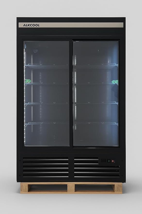 Commercial Beverage Refrigerator Display Fridge,Two SLIDING Glass Door Drink Cooler with LED Light Adjustable Shelves,ETL Sanitation,43 Cu Ft,47" Wide,Wheels Included