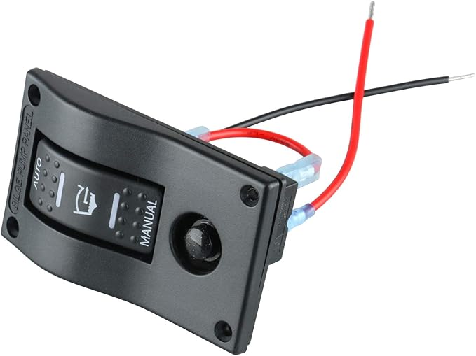 Amarine Made 3-Way Bilge Pump Switch Panel Deluxe LED Rocker Circuit Breaker - Auto/Off/Man LED Lighted Control Switches for RV Truck Caravan Vehicles Off-Road Camper