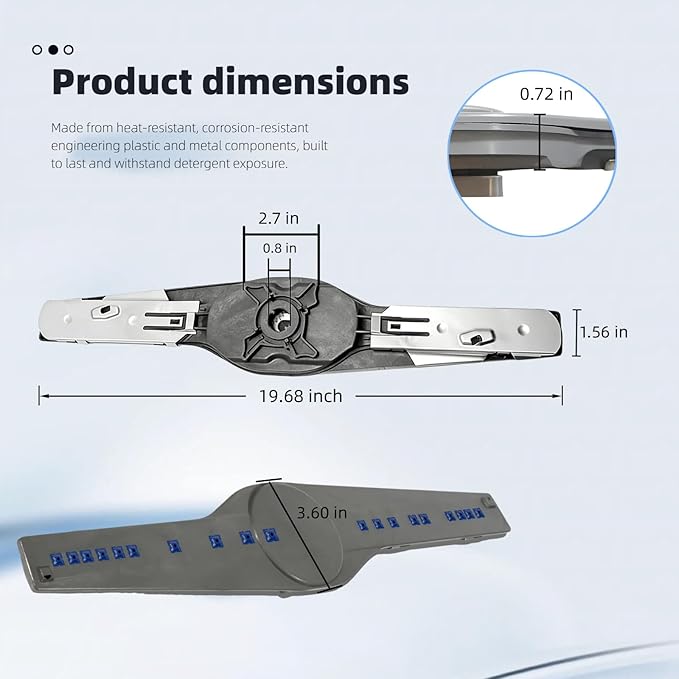 W10837249 Dishwasher Lower Spray Arm Compatible with Whirlpool Dishwasher Spray Arm WDT750SAHZ0 WDTA50SAHZ0 WDT970SAHZ0 Lower Wash Arm Replacement for W10629546 PS11727921 AP5988717 W10838302