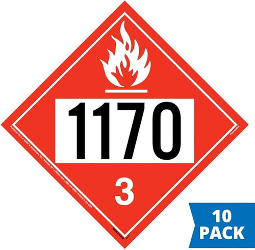 1170 Placard, Class 3 Flammable Liquid 10 Pack, 10.75" x 10.75" Polycoated Tagboard for Temporary Applications, DOT Hazmat Compliant, J. J. Keller & Associates, Inc.