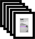Americanflat 6x8 Picture Frame with Polished Plexiglass - Set of 5 - Use as 3x5 Frame with Mat or Display 6x8 Photo Without Mat - Galleria Collection - Picture Frames for Tabletop and Wall - Black