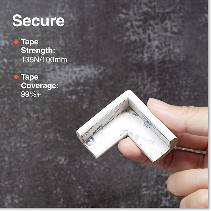 Roving Cove Slimfit Corner Protector for Baby Proofing (8 Small Corners), Soft Rubber Foam Furniture Corner Bumper Guards, 3M Adhesive Pre-Taped, Oyster White (Off White)