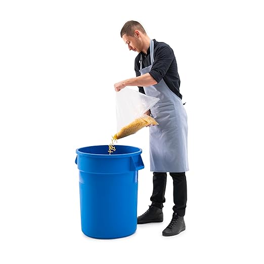 PRO&Family Commercial Round Trash Can, Ingredient Bin, Heavy-Duty Plastic, Anti-Static, Kitchen, Office, Outdoor Use (Blue, 32 Gallon)