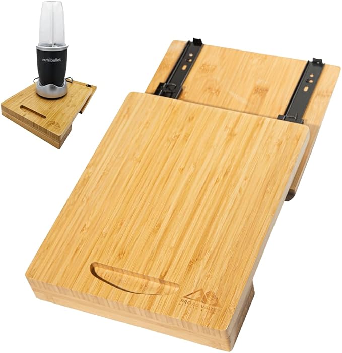 Bamboo Appliance Slider - Wooden Tray for Kitchen Appliances, Coffee Station and Kitchen Organization - Appliance Sliders for Kitchen Appliances, Slider for Coffee Maker 14" L x 12" W x 2" T