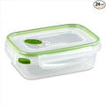 Sterilite Ultra-Seal 3.1 Cup Rectangle, Airtight Food Storage Container, Latching Lid, Microwave and Dishwasher Safe, Clear With Green Gasket, 24-Pack