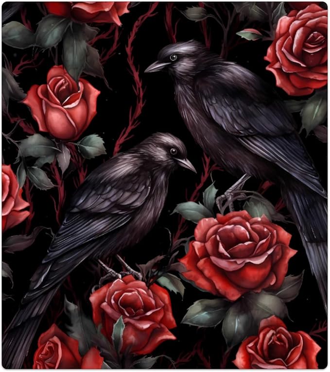 Dishwasher Magnet Cover Halloween Rose Crows Reusable Dishwasher Magnetic Cover Sticker Decorative Dish Washer Door Cover Panel for Home Kitcen Appliance