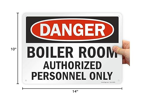 SmartSign "Danger - Boiler Room, Authorized Personnel Only" Sign | 10" x 14" Plastic
