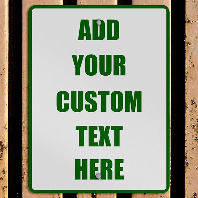 Aluminum Weatherproof Metal Sign Multiple Sizes Custom Personalized Text Here White Green Directions Vertical Street 18x24Inches