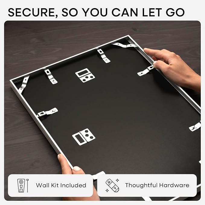 Homeforia 15x15 Picture Frame Silver, High End Metal 15 x 15 Square Frame with Mat 11 x 11 Photo, 15x15 Poster Frames Matted to 11x11 Print, 15 by 15 Hanging Frames, Tempered Glass, Wall Kit, Set of 1