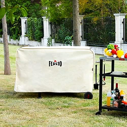Feasto 40x26 Grill Cart, Stainless Steel Top, 3-Shelf with Wheels & Cover