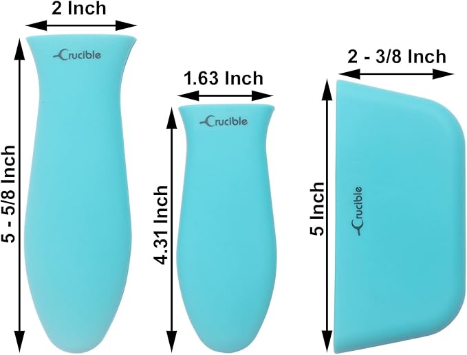 Silicone Hot Handle Holders, Potholders (5-Pack Mix Turquoise) for Cast Iron Skillets, Pans, Frying Pans & Griddles, Metal and Aluminum Cookware Handles - Sleeve Grip, Handle Cover