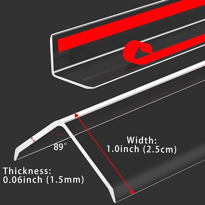 Gaahing 4Pcs Peel and Stick Clear Corner Guards, Self-Adhesive L-Shaped Outside Corner Shield for Wall Edge Furniture Door Frame Protector Bumper (3.9ft x 1.0in)