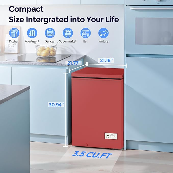 COWSAR 3.5 Cu.Ft Ultra-Low Temperature Chest Freezer, 14℉ to -40℉ Deep Freezer with 2 Removable Stainless Steel Baskets, Electronic Control, 7 Level Adjustable Thermostat