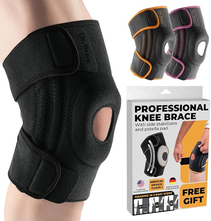 DR. BRACE ELITE Knee Brace with Side Stabilizers & Patella Gel Pads for Maximum Knee Pain Support and fast recovery for men and women-Please Check How To Size Video (Pluto, Small)