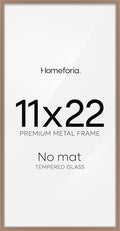 Homeforia 11x22 Mocha Newspaper Frame, High End Metal 11 x 22 Picture Frame without Mat, 22x11 Thin Mocha Poster Frames for Wall, 11by22 inches Display Photo Frames, Tempered Glass, Wall Kit, Set of 1
