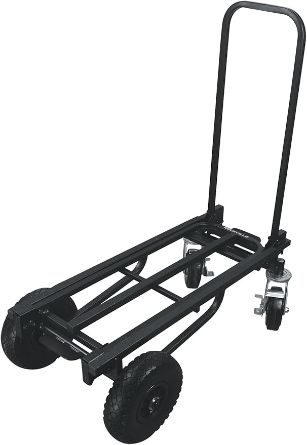 Rockville Rock Cart Off-Road DJ Transport Cart, Big Wheels, Smooth Casters, Wheel Locking, 700lbs Capacity, Folding, Steel, Perfect for Gigs & Events