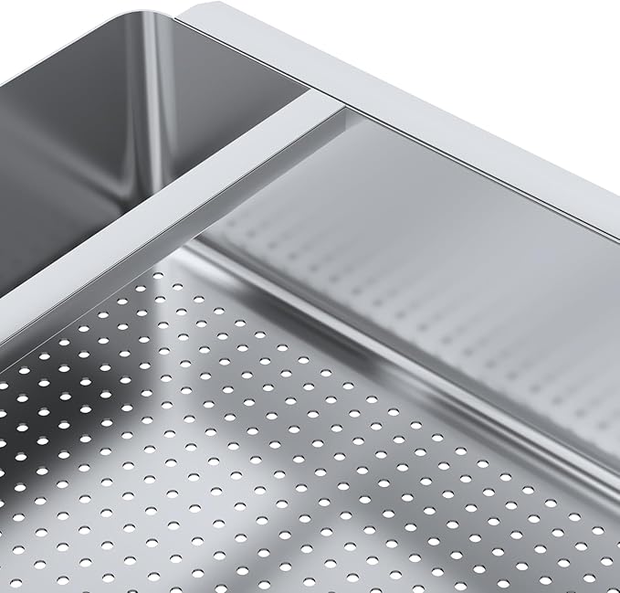 Pre-Rinse Basket with Stainless Steel Slides | Premium Quality Stainless Steel Scrap Basket for Commercial Sinks | 19 3/8" x 19 3/8" x 3.5"