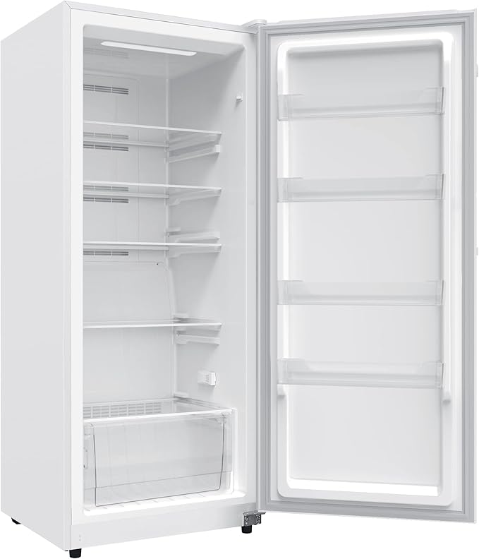 Hamilton Beach HZ4941 14 cu ft Upright Convertible Fridge/Freezer-Frost Free-Reversible Door-Removable Glass Shelves-LED Interior Light, White