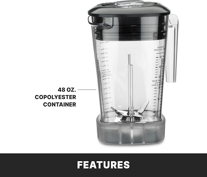 Waring Commercial MX1200XTXP 3.5 HP Blender with Variable Speed Dial Controls and 48 oz. BPA Free Copolyester Container, 120V, 5-15 Phase Plug,Black