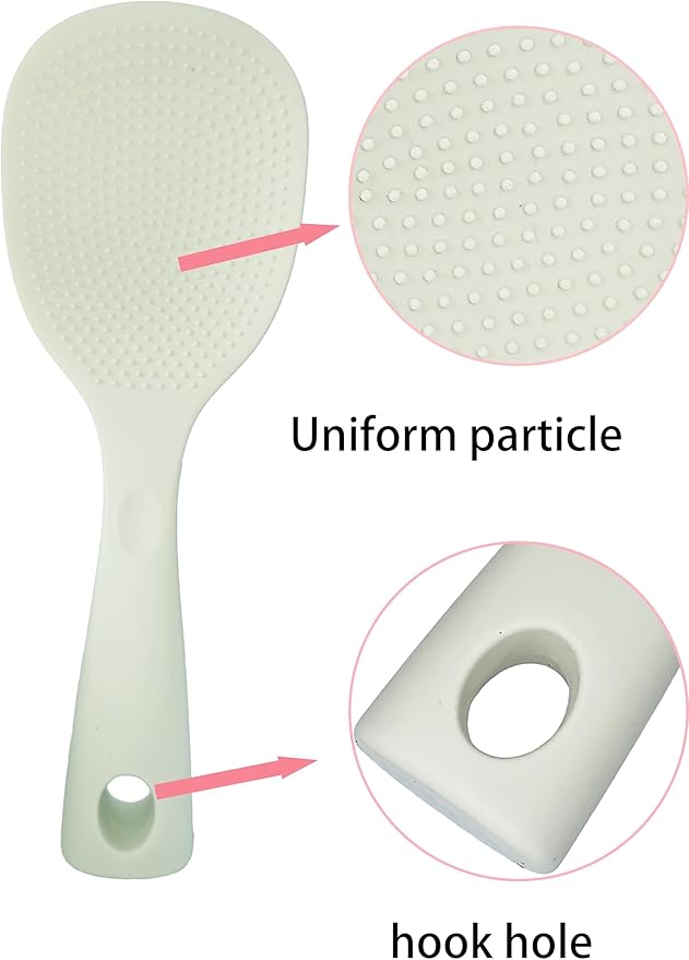 2Pcs of Silicone Rice Ladle Rice Serving Spoon Easy To Clean Rice Spoon for Electric Rice Cooker Rice Paddle for Kitchen (Cream)