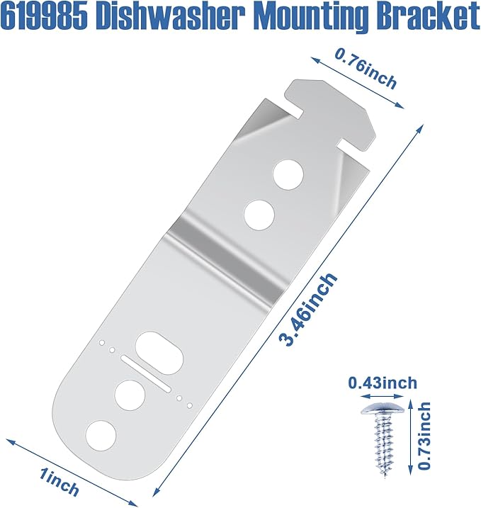 4PCS 619985 00619985 Dishwasher Mounting Bracket Fit for Bosch Dishwasher Mounting Clips Dishwasher Anti Tip Bracket Kit Replaces AP4538351 00605007 00628371 628371 605007