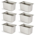 CURTA 6 Pack Anti-Jam Hotel Pans, 1/4 Size 6 Inch Deep, NSF Commercial 18/8 Stainless Steel Chafing Steam Table Pan, Catering Storage Metal Food Pan