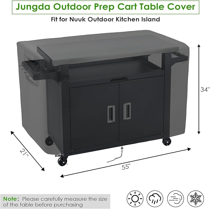 Outdoor Prep Cart Cover for Nuuk 42 Inch Outdoor Kitchen Island and BBQ Serving Cart,Heavy Duty Waterproof Patio Prep Table Cover Grill Carts Covers
