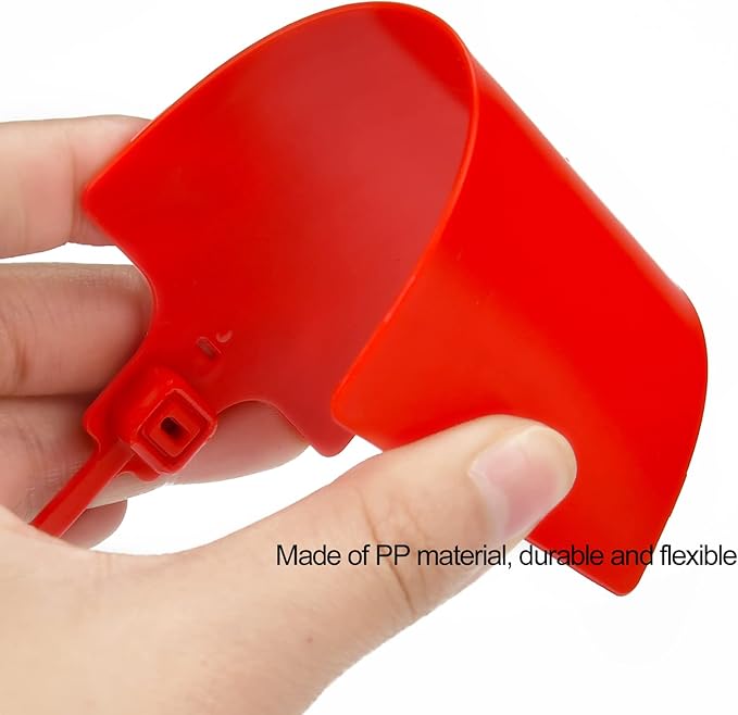 50 Red Plastic Water Proof Shipping Tags - Large Writable Marker Ties for Product Storage and Hanging Labels With One Permanent Marker Pen