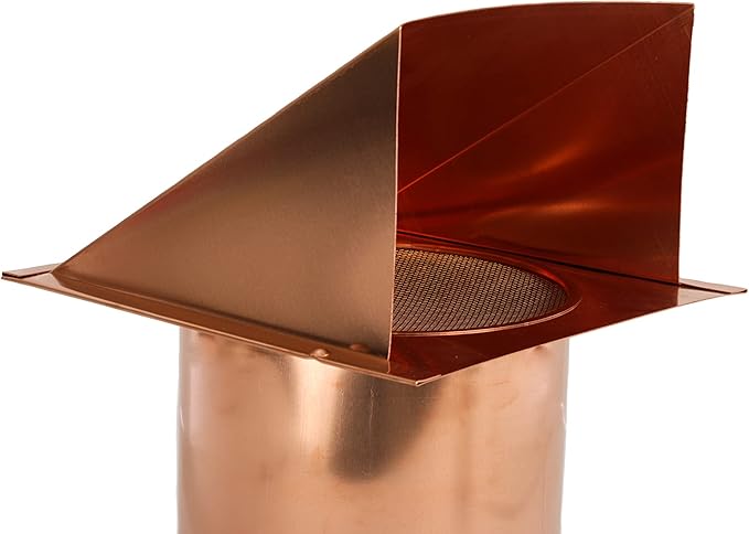 FAMCO Copper Hooded Wall Vent with Screen, Used for Air Intake, Air Supply or Exhaust Applications