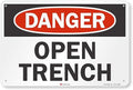 SmartSign "Danger - Open Trench" Sign | 12" x 18" 3M Engineer Grade Reflective Aluminum
