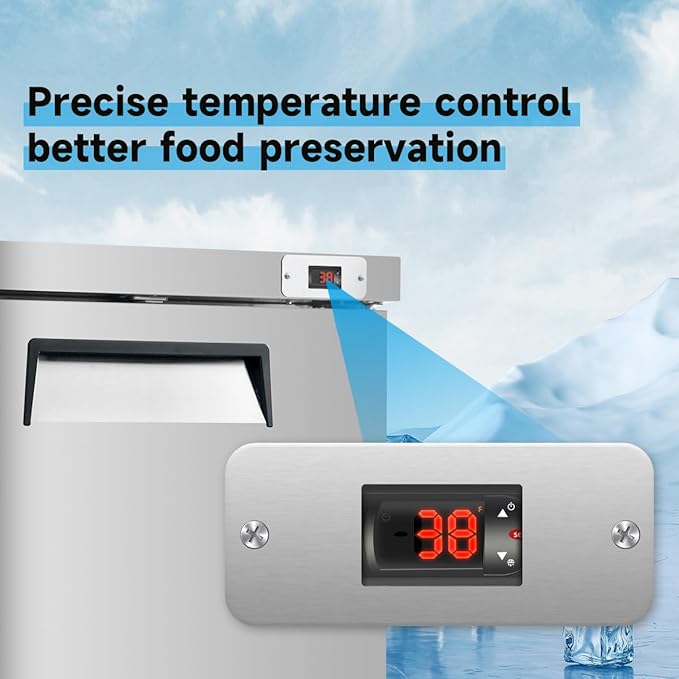 DeepTide 48" W Commercial Undercounter Worktop Refrigerator, 14 Cu.ft Commercial Refrigerator with 2 Door, 33-40°F, Stainless Steel, ETL&DOE, for Restaurants, Stores, kitchen