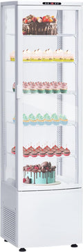 PeakPursuit Countertop Refrigerator 10.9 Cu.ft, 5-Tier Pastry Display Case with LED Lighting, Frost-Free, Sliding Door, Adjustable Shelves, Commercial Fridge for Bakery Cafe Restaurant, White