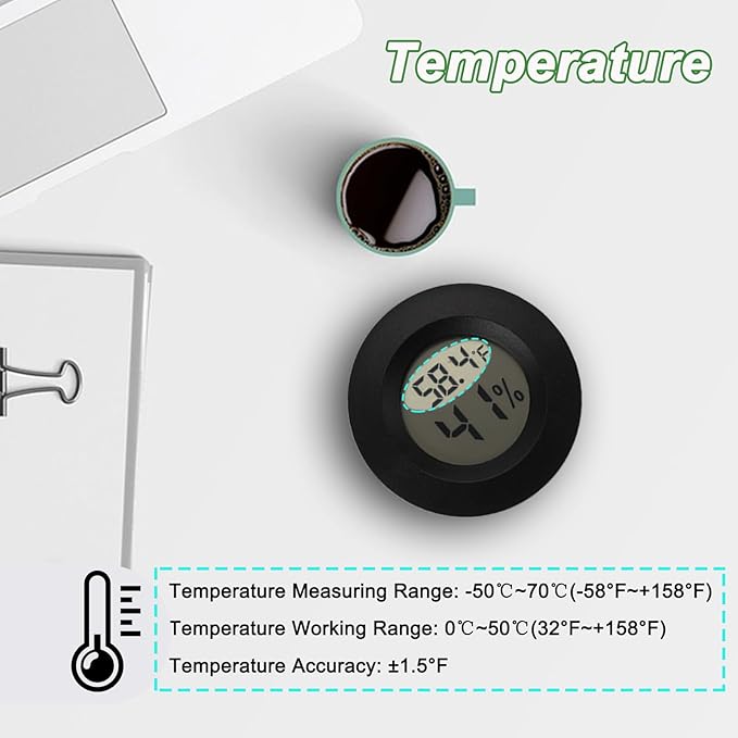 Mini Hygrometer Digital Thermometer Humidity Meter 6 Pack Hygrometer Thermometers Indoor/Outdoor Humidity Monitor Reptile Thermometer for Greenhouse Garden Cellar Fahrenheit(℉)/ Celsius(℃)