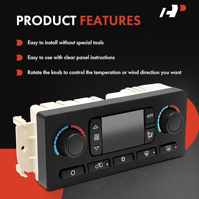 A-Premium Automatic Climate Control Module A/C & Heater Control Panel Compatible with Chevy, GMC & Cadillac - 2003 2004 Silverado, Sierra 1500/2500, Tahoe, Avalanche, Yukon - with Rear Window Defogger