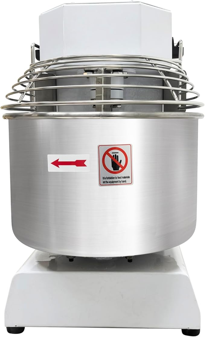TECHTONGDA Commercial Sprial Dough Mixer with Double Action & Timer, 153-268 RPM Steplessly Variable Speed, 15L Stand Food Mixer, Dough Kneading Machine for Bakery, Pizzeria & Restaurant