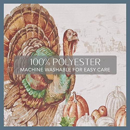 Holiday Turkey Bordered Fall Tablecloth, Multicolor - 60" W x 102" L